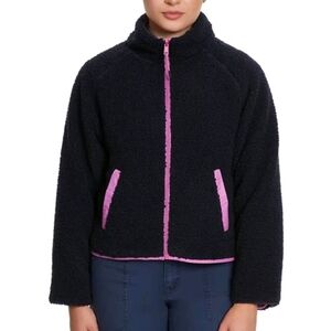 Bass Outdoor Women's Reversible Fleece/Nylon Zip Jacket - Navy/Pink Size Large